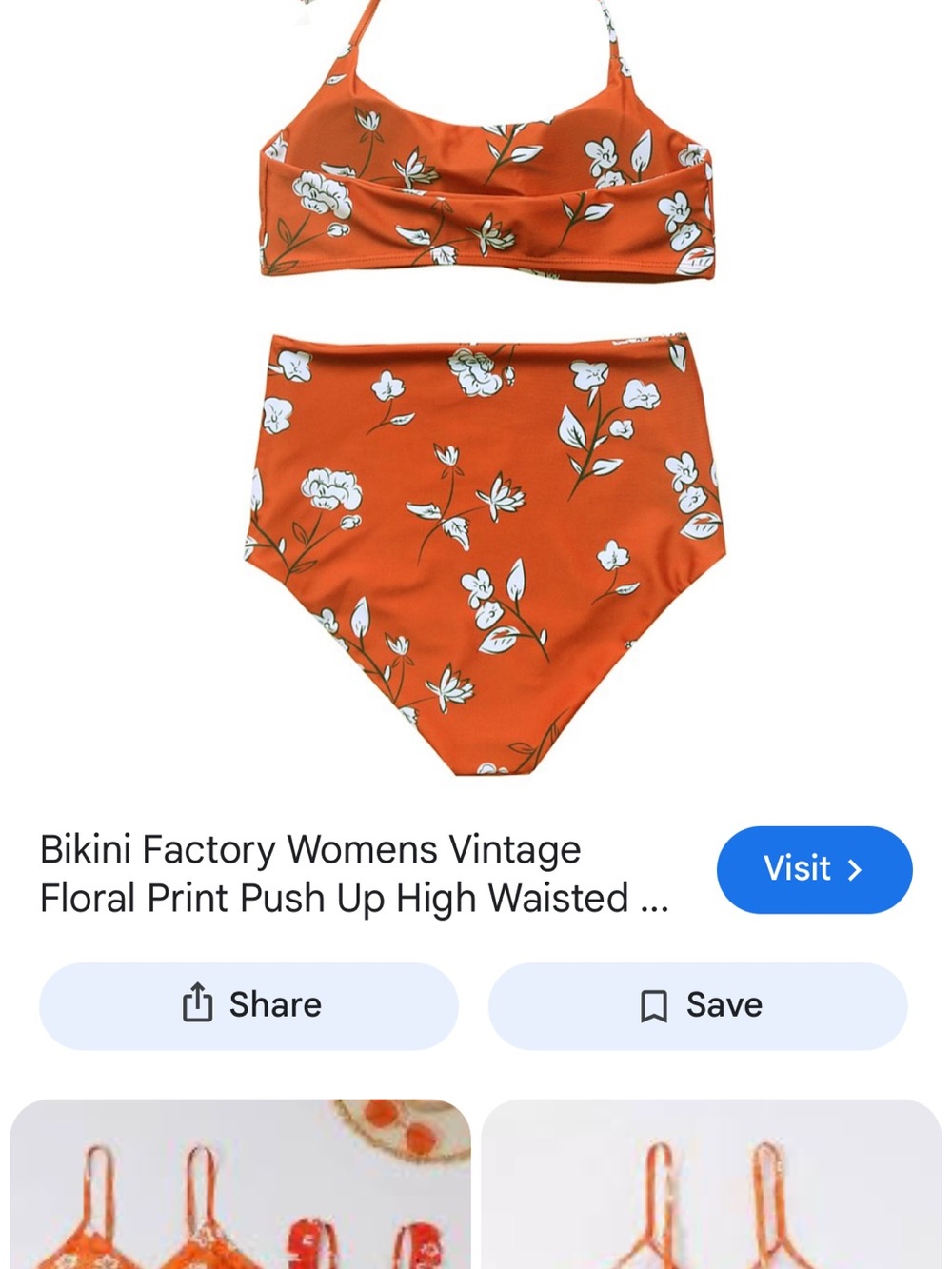 High-Waist Floral Bikini Set in Orange